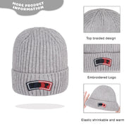 Ribbed Knit Beanie with Logo Patch