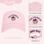 Kids Pink California Bear Embroidered Baseball Cap