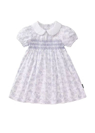 Girl Sweet Butterfly Print Puff Sleeve Dress