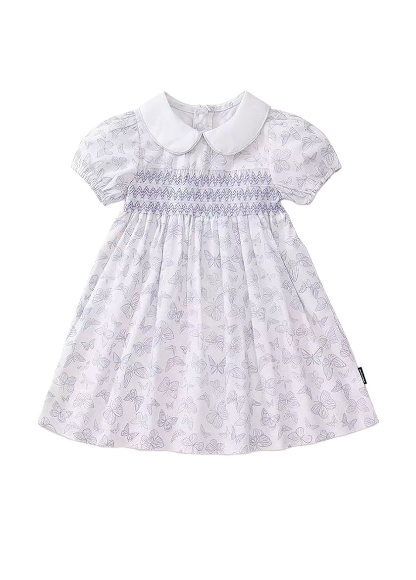 Girl Sweet Butterfly Print Puff Sleeve Dress