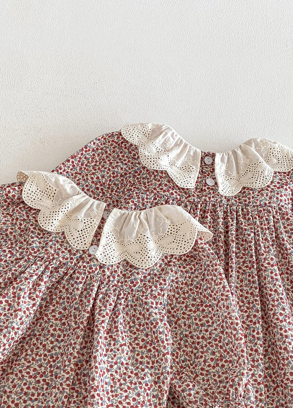 Baby Girls Retro Floral Dollar Collar Romper With Hairband