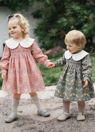 Girls Sweet Floral Dollar Collar Dress