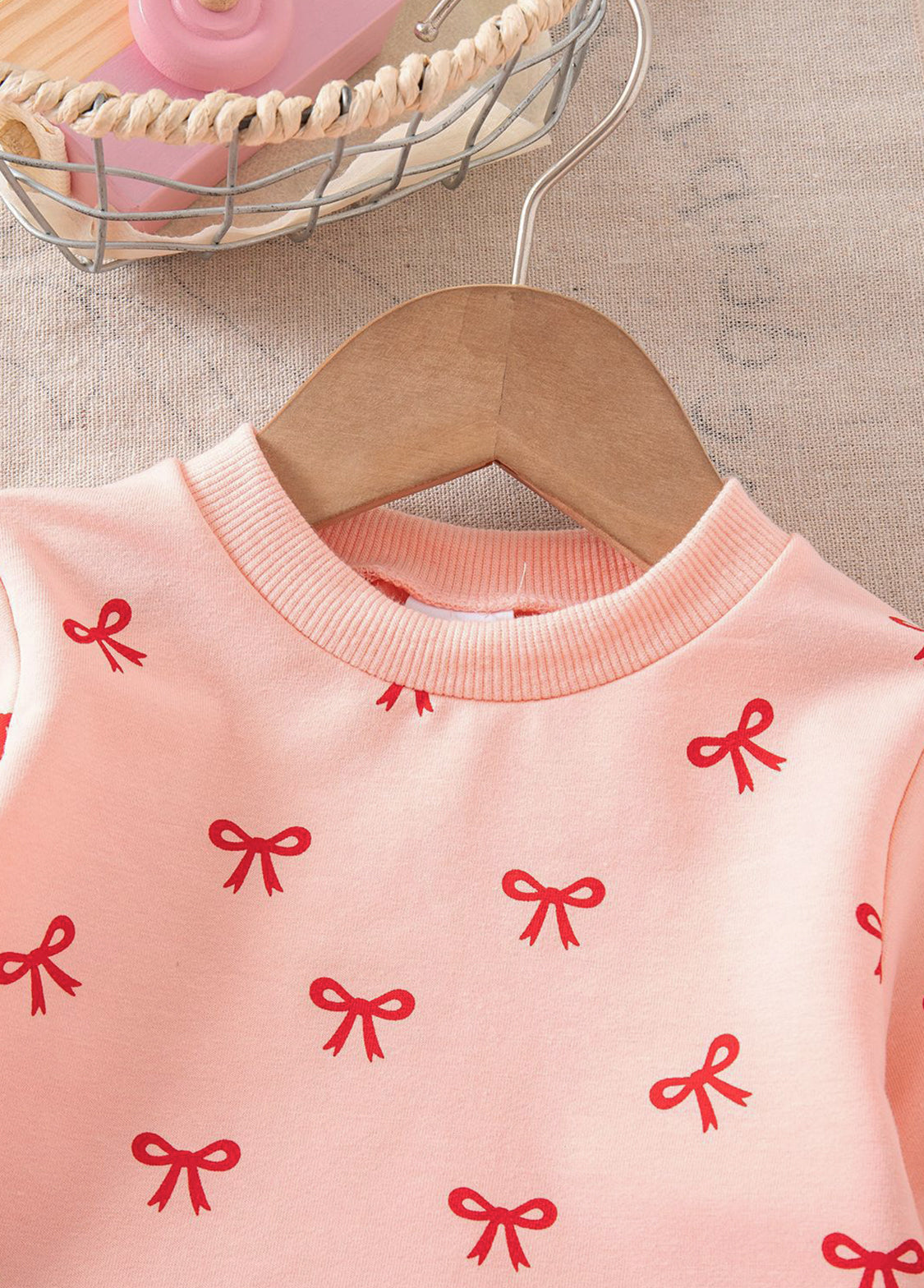 Girls Cute Bow print Sweatshirt Set