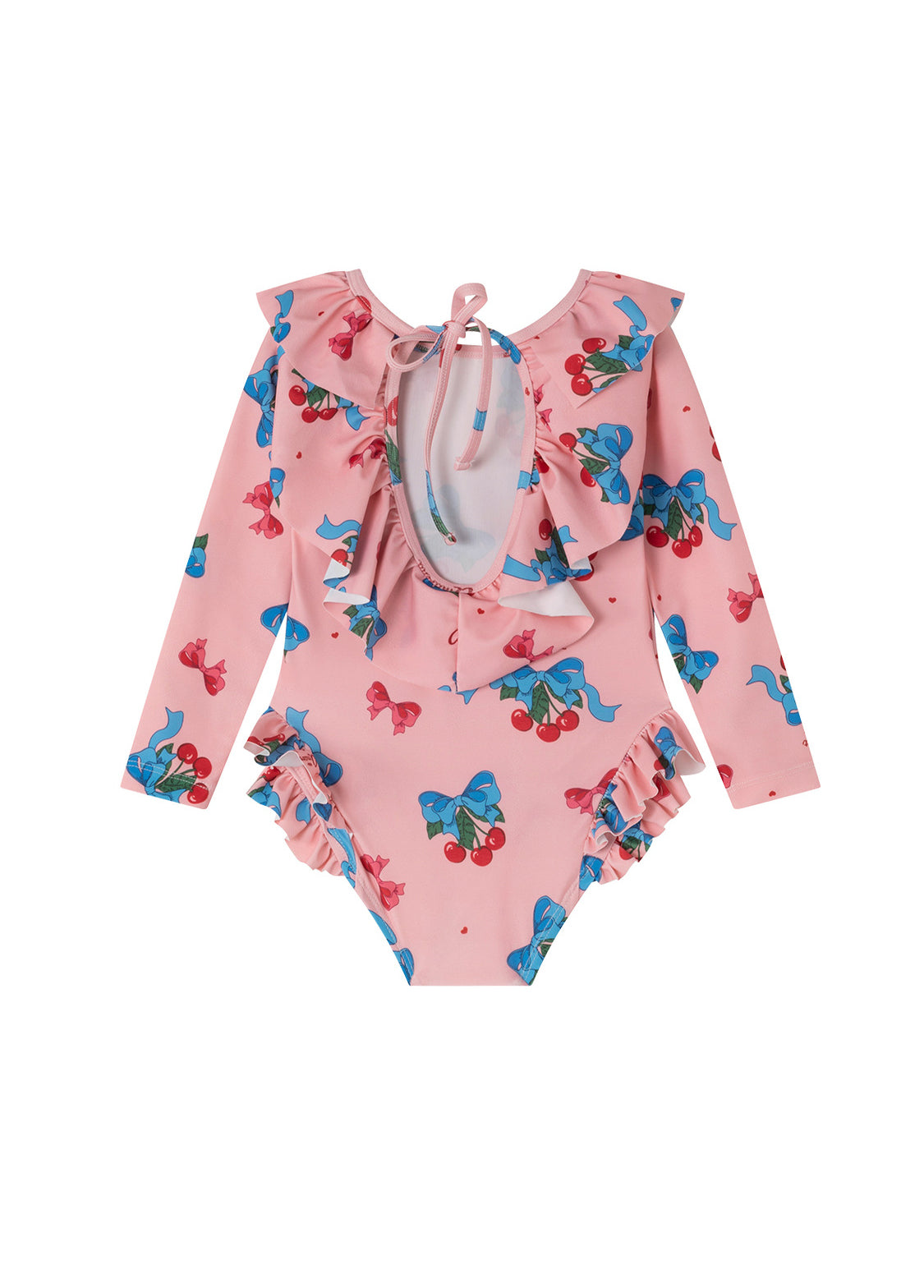 Girls' Backless One-Piece Swimsuit — Long-Sleeve Sun Protection Swimwear for Beach Vacations