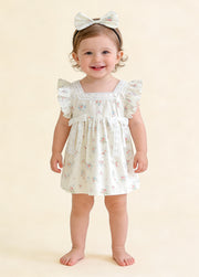 Toddler Girl Soft Cotton Floral Dress with Headband