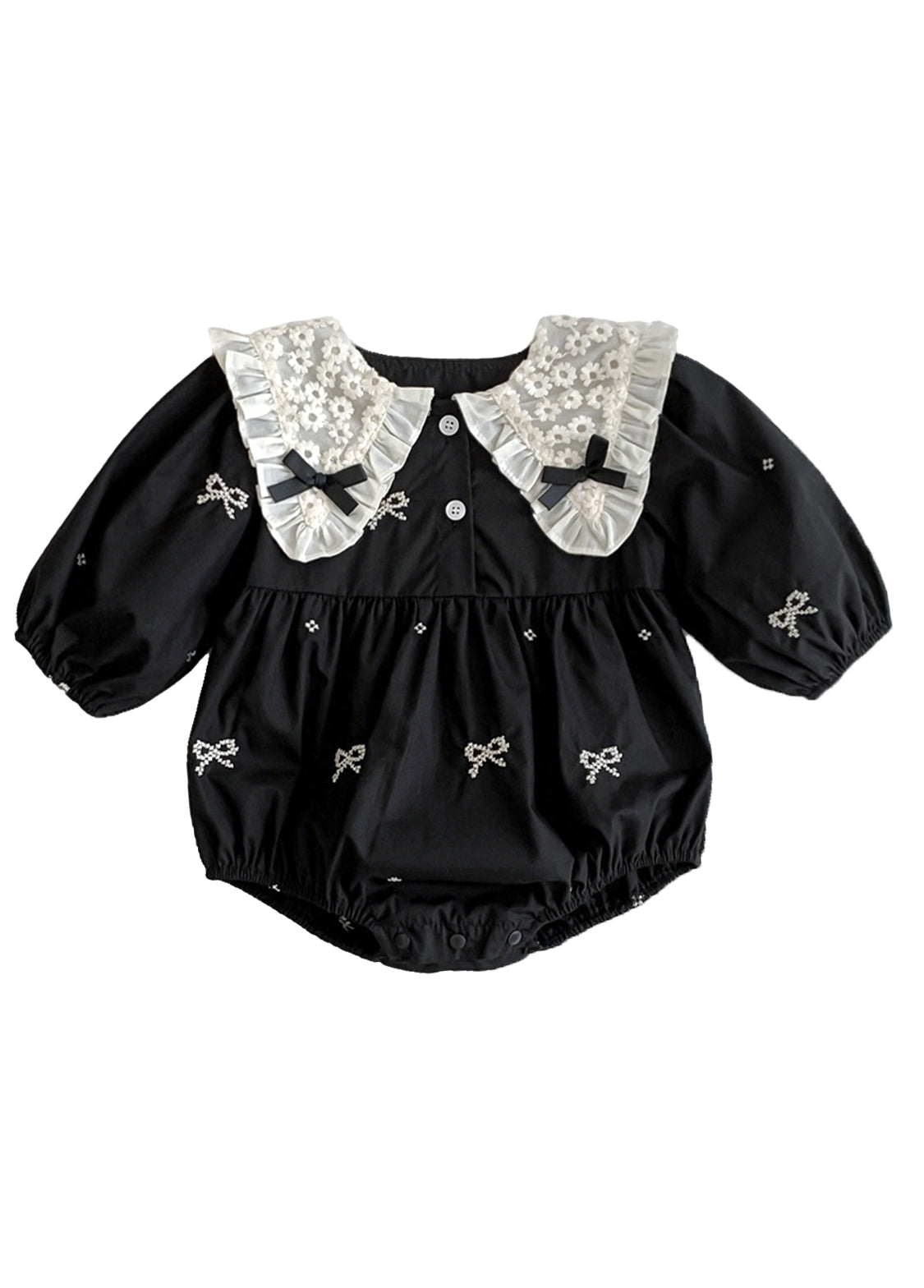 Baby Girl Cotton Bow Embroidered Romper
