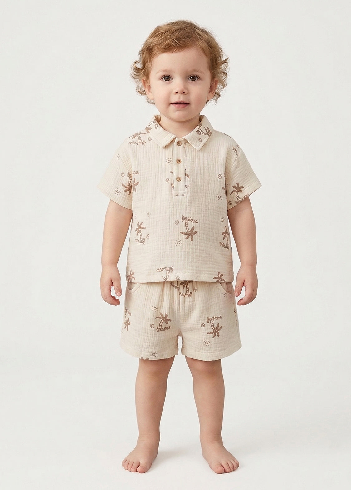 Girls' Lightweight Pure Cotton Gauze Summer Set