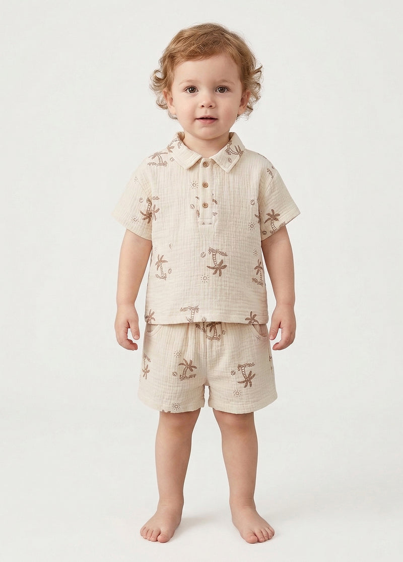 Girls' Lightweight Pure Cotton Gauze Summer Set