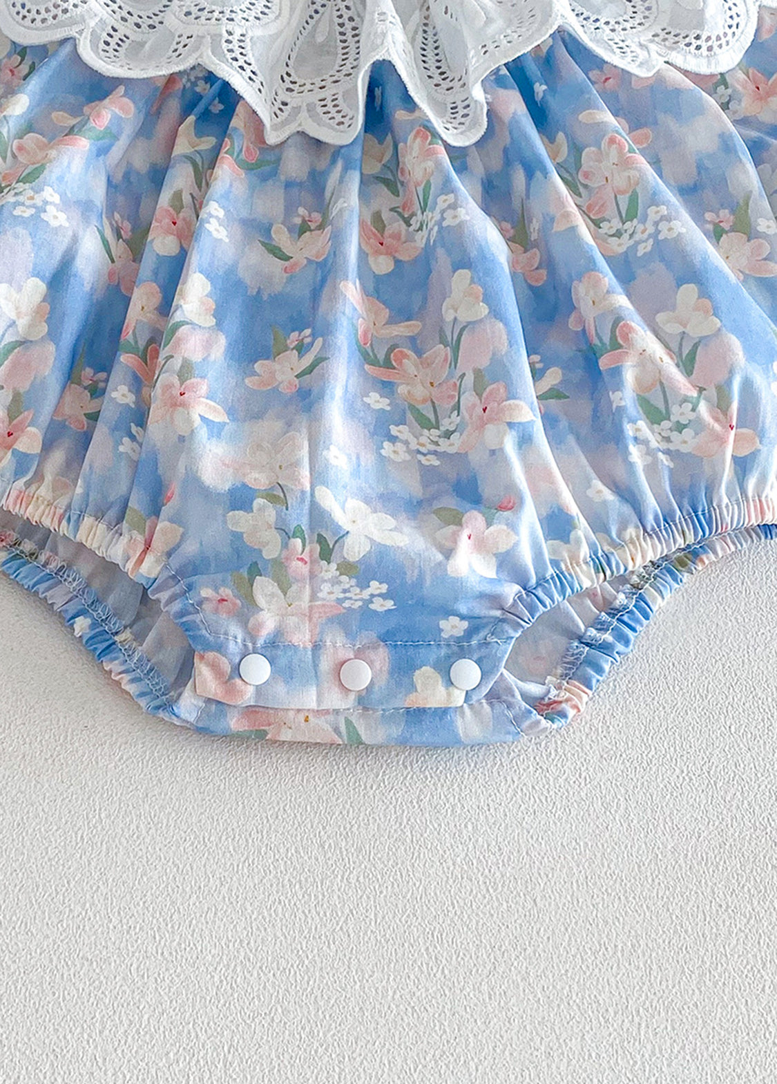 Baby Girls Retro Floral Dollar Collar Romper With Hairband