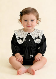 Baby Girl Cotton Bow Embroidered Romper