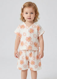 Baby Girl's Bamboo Fiber Loungewear Set — Short-Sleeve Top & Shorts (2-Piece Set) with Sunflower Print