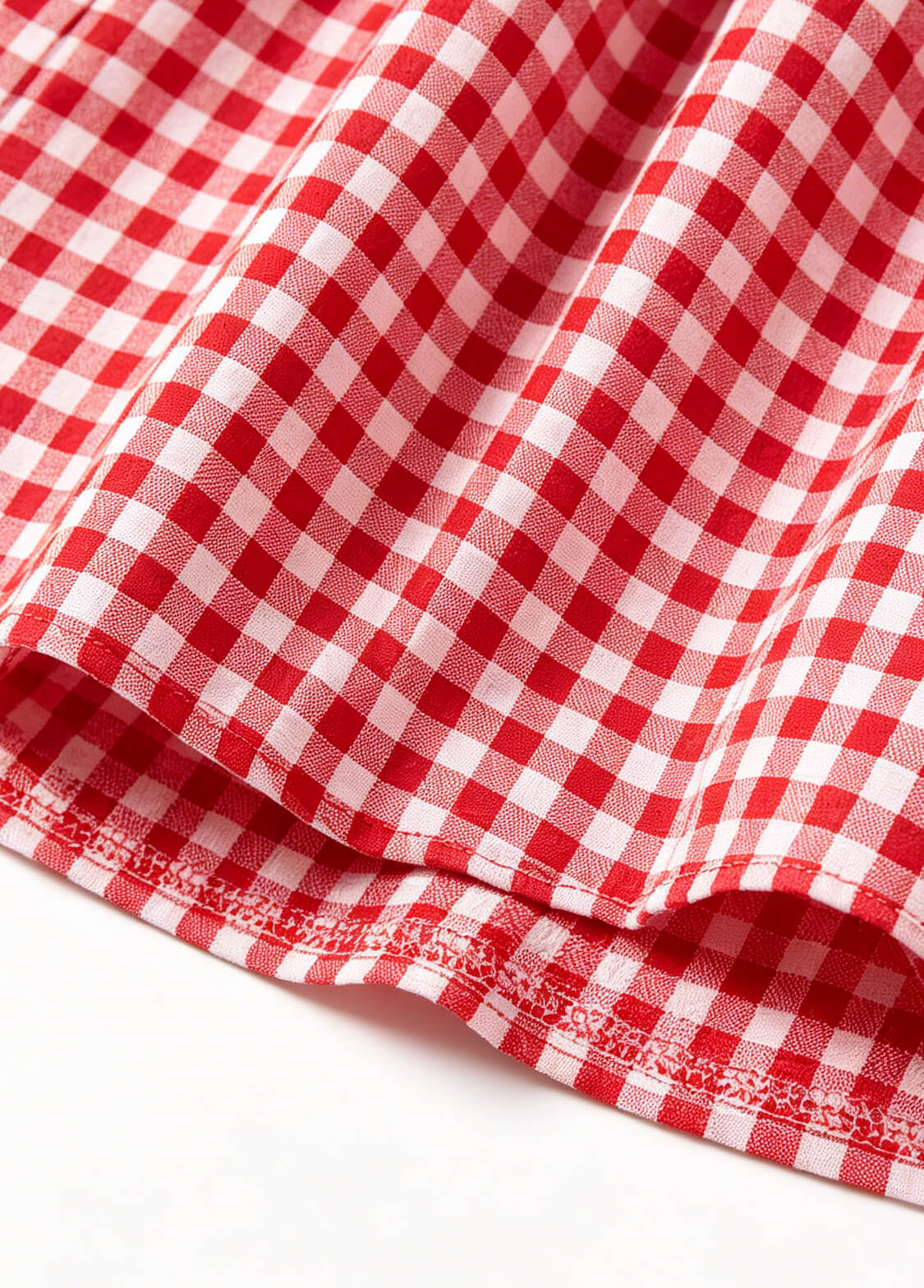 Girls Summer Gingham Plaid Dress Kids Loose Fit Red Checkered A-Line Sundress with Contrast Peter Pan Collar
