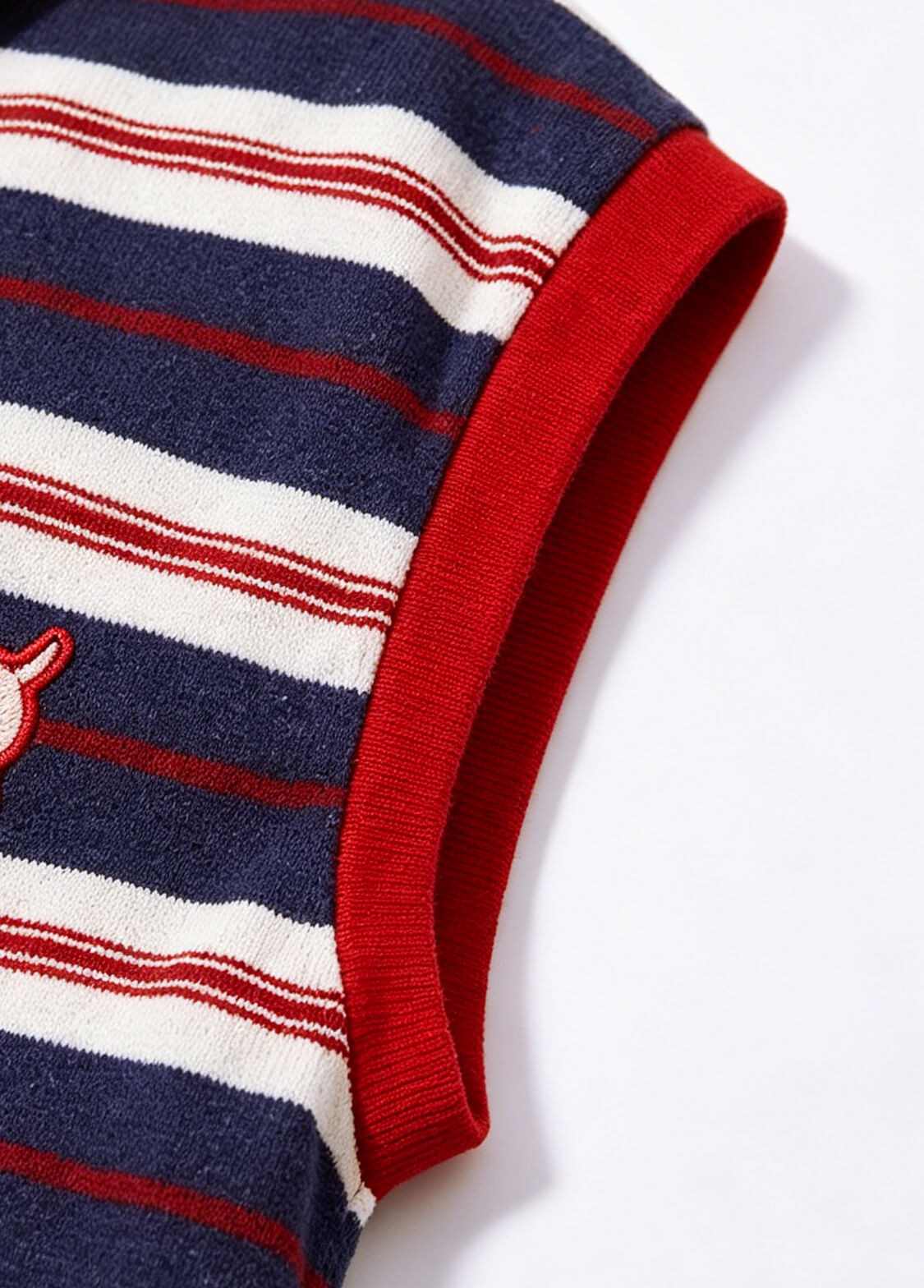 Kids Summer Striped Sleeveless Polo Shirt Toddler Girls Retro Knit Cotton Vest Top with Cartoon Dog Embroidery