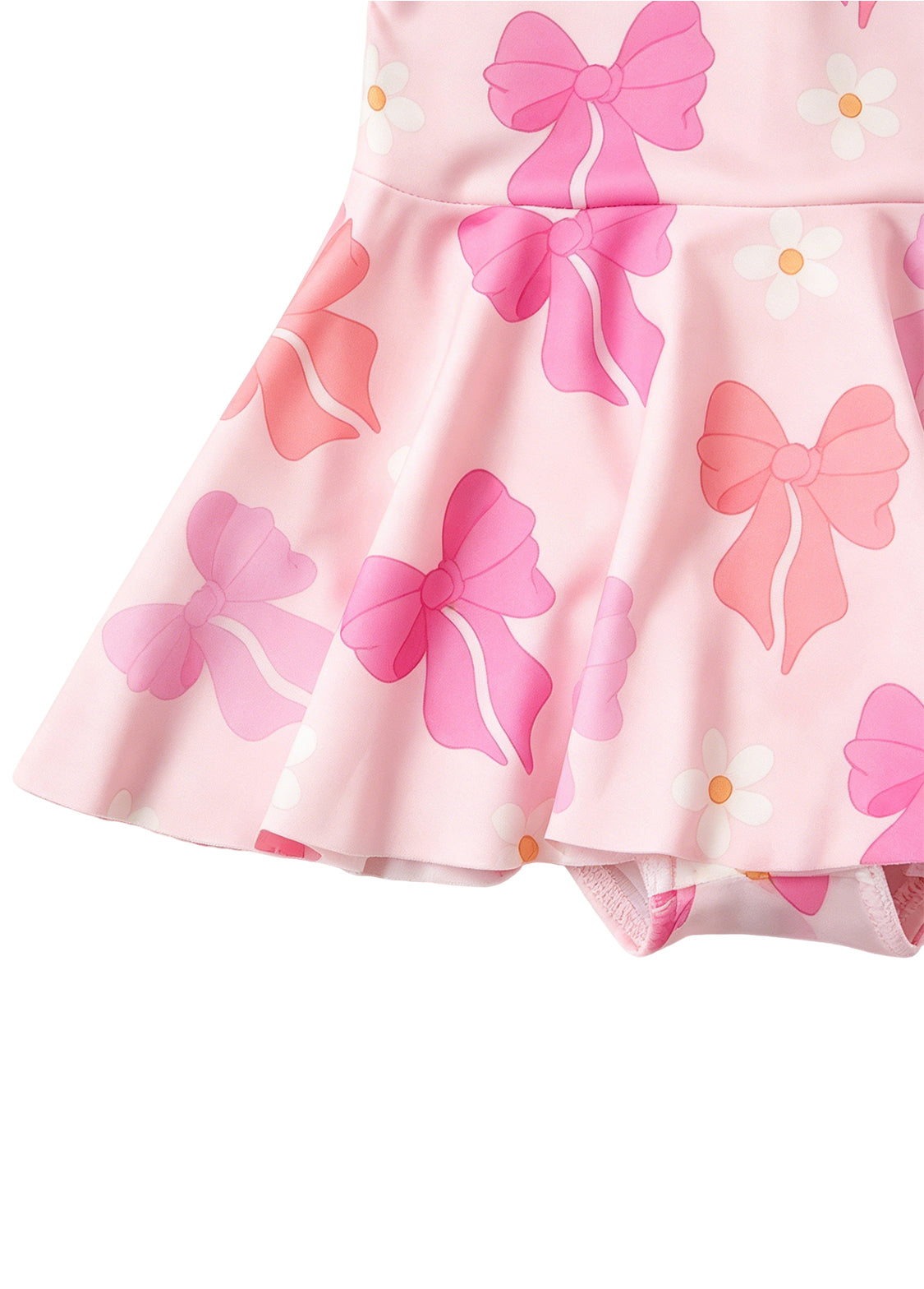 Girls' Summer Short-Sleeve Swim Dress — Floral-Patterned One-Piece Swimsuit