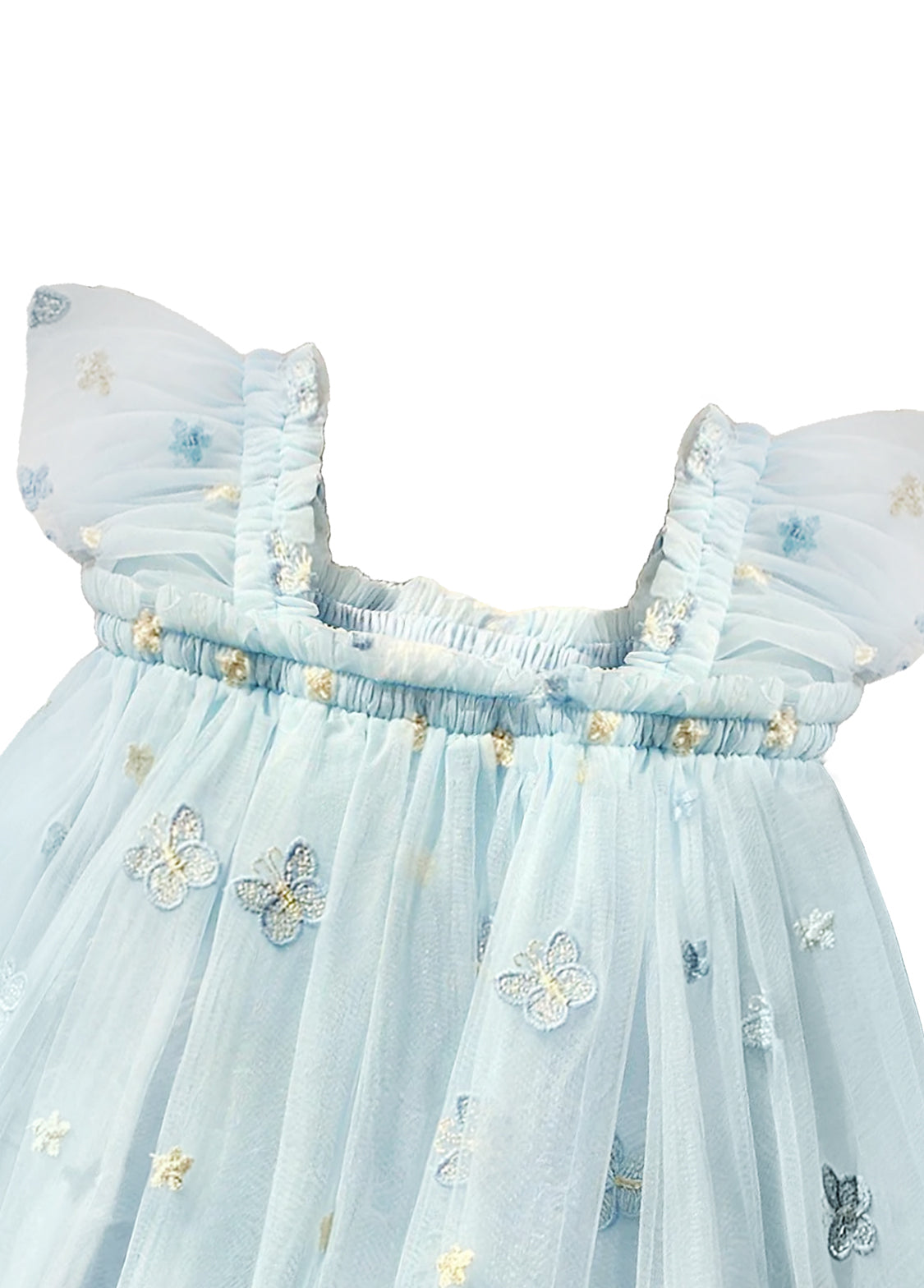 Girls' Butterfly-Embroidered Spaghetti-Strap Princess Dress