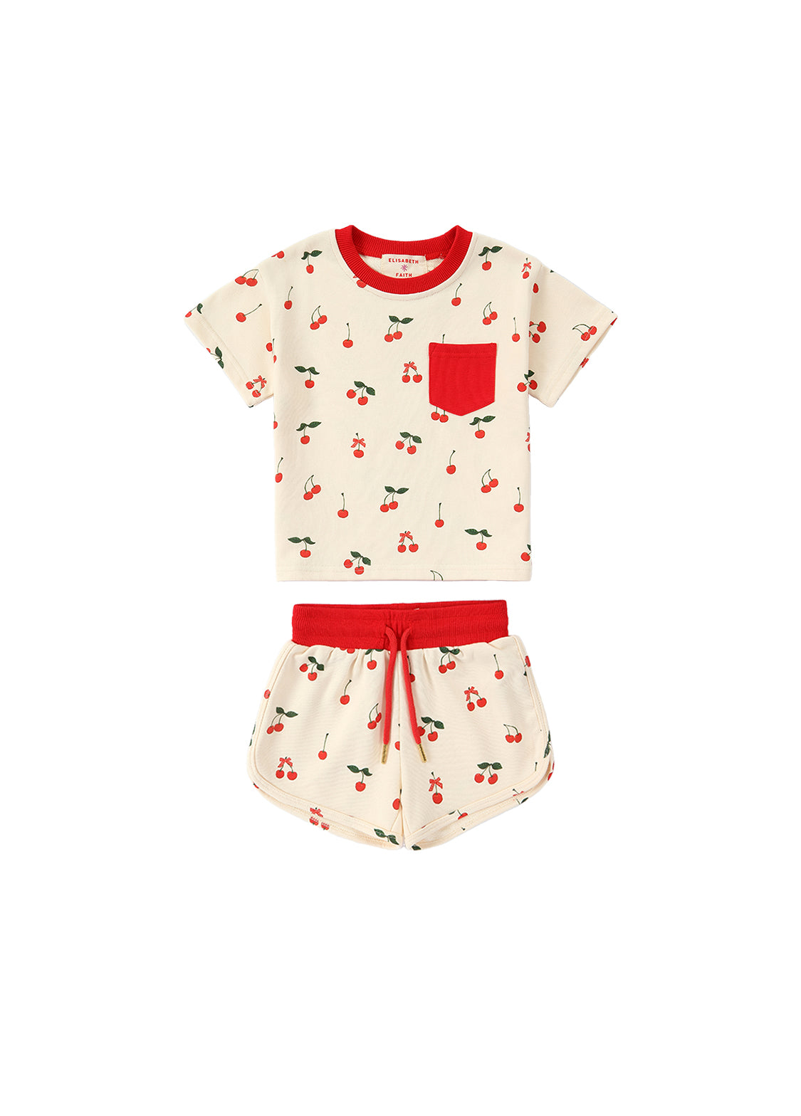Girls Cherry Print Cotton Lounge Set