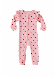 Baby Bow Print Cotton Zipper Romper