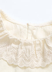 Girls Cute Bow-print Lace Dollar Collar Sleeveless Top And Pants Set