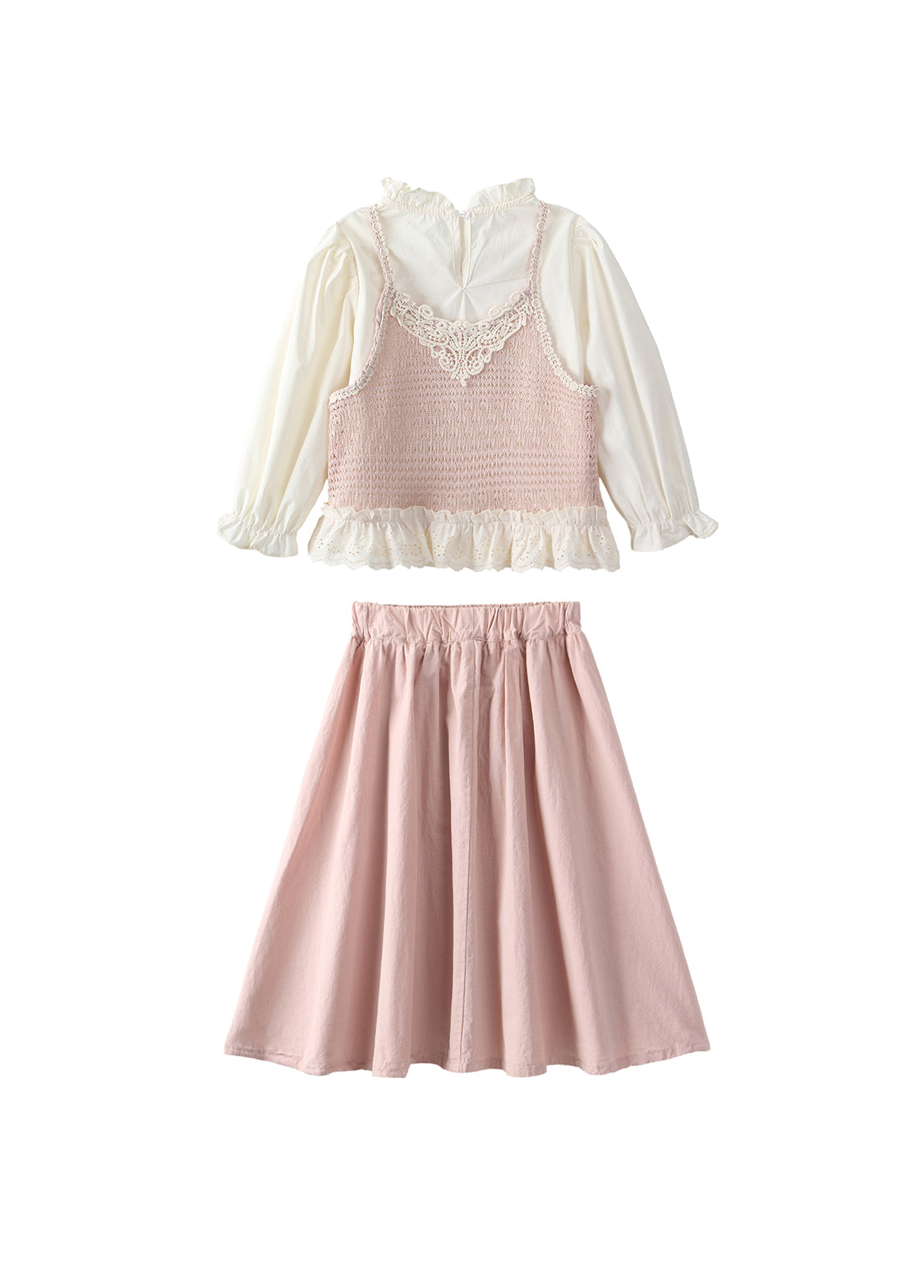 Girls Cotton Two-Piece Skirt Set