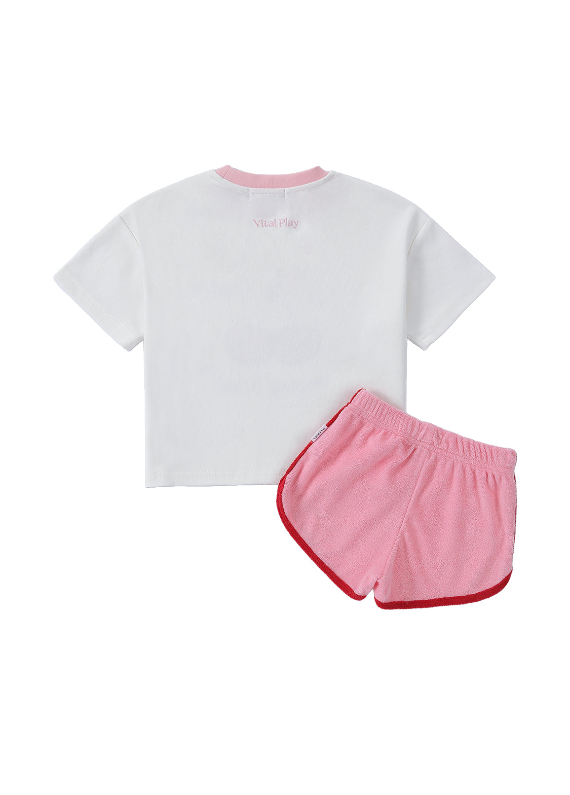 Girls Cherry Print Cotton Stretch Two-Piece Outfit