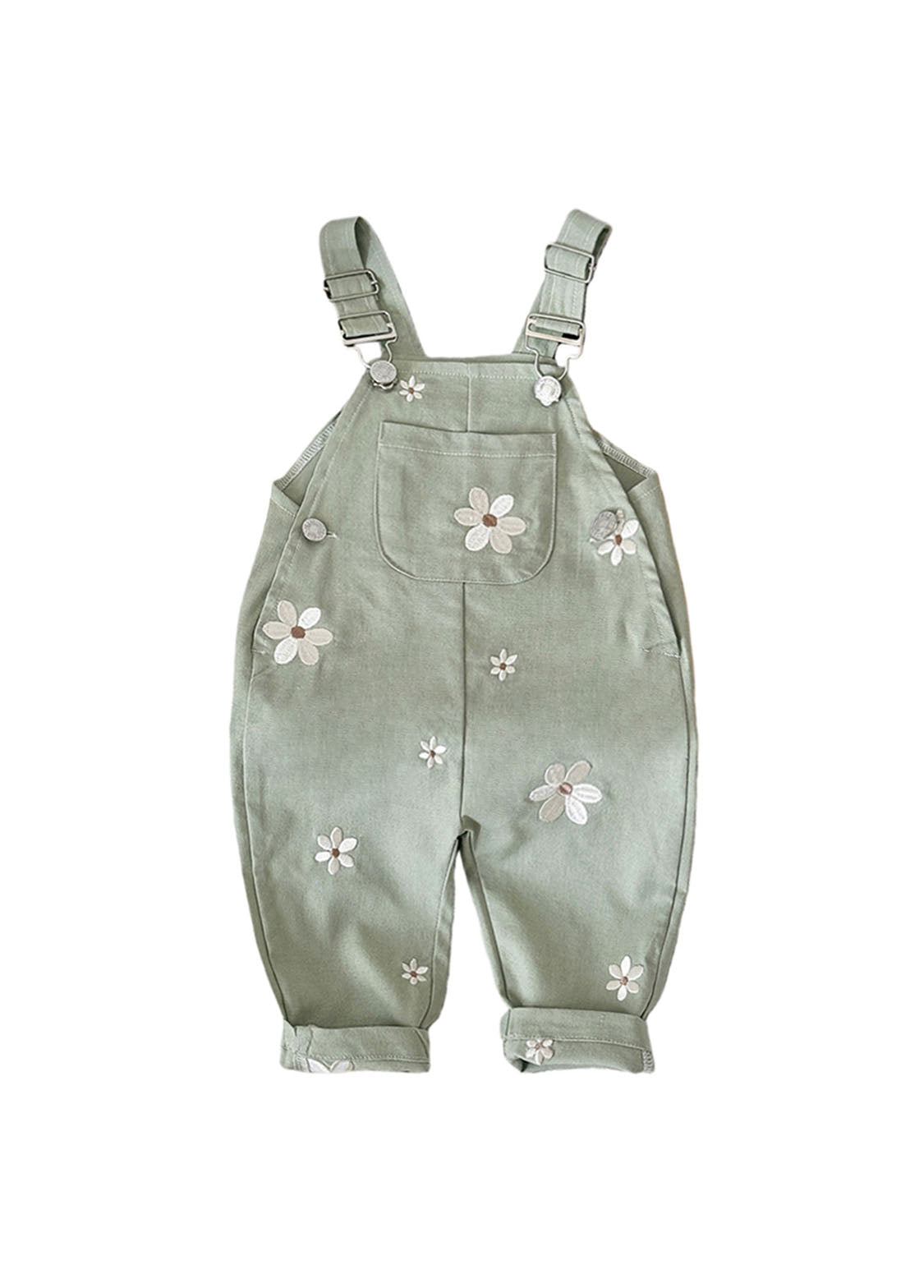 Baby Girl Casual Floral Embroidered Overalls
