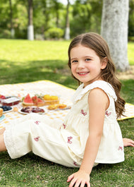 Girls Cute Bow-print Lace Dollar Collar Sleeveless Top And Pants Set