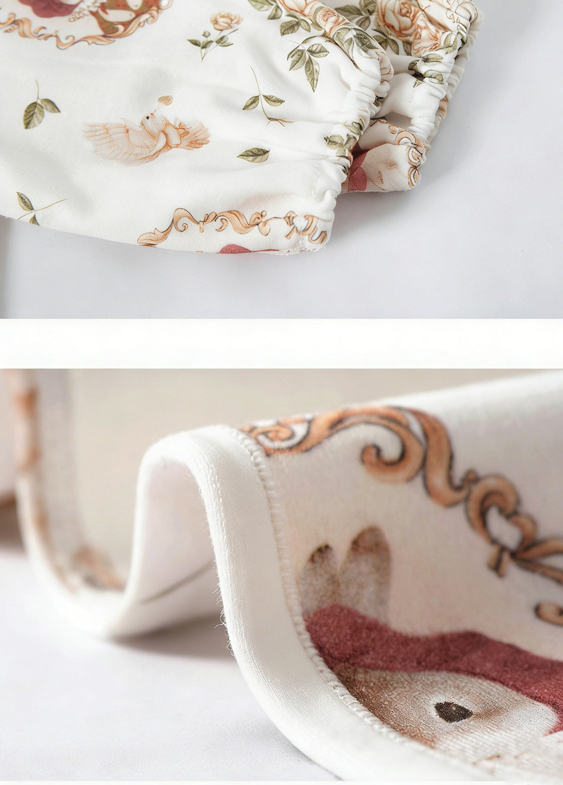 Baby Girls Cute Bamboo Fiber Floral Cartoon Print Dollar Collar Romper