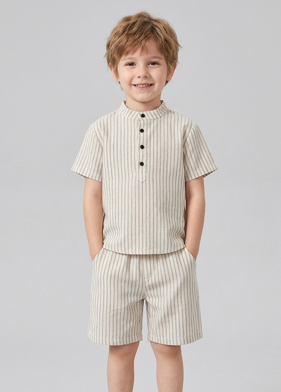 Boys' Summer Lightweight Pure Cotton Striped Outfit