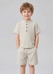 Boys' Summer Lightweight Pure Cotton Striped Outfit
