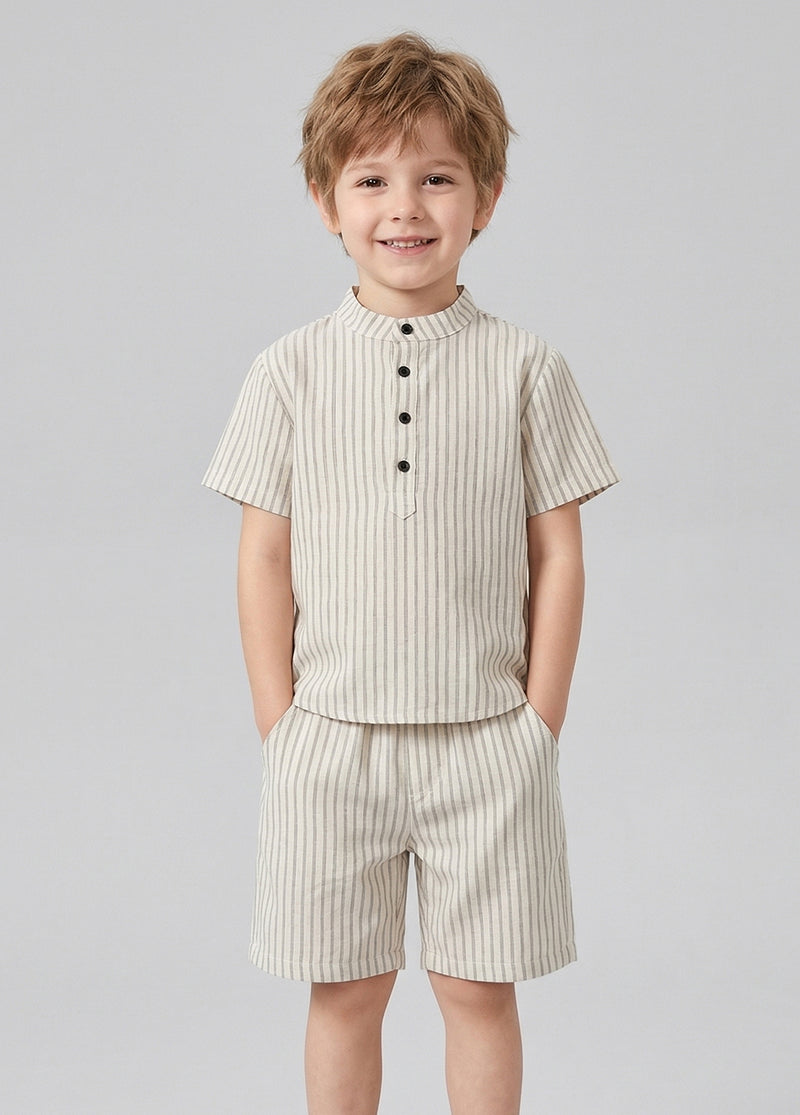 Boys' Summer Lightweight Pure Cotton Striped Outfit