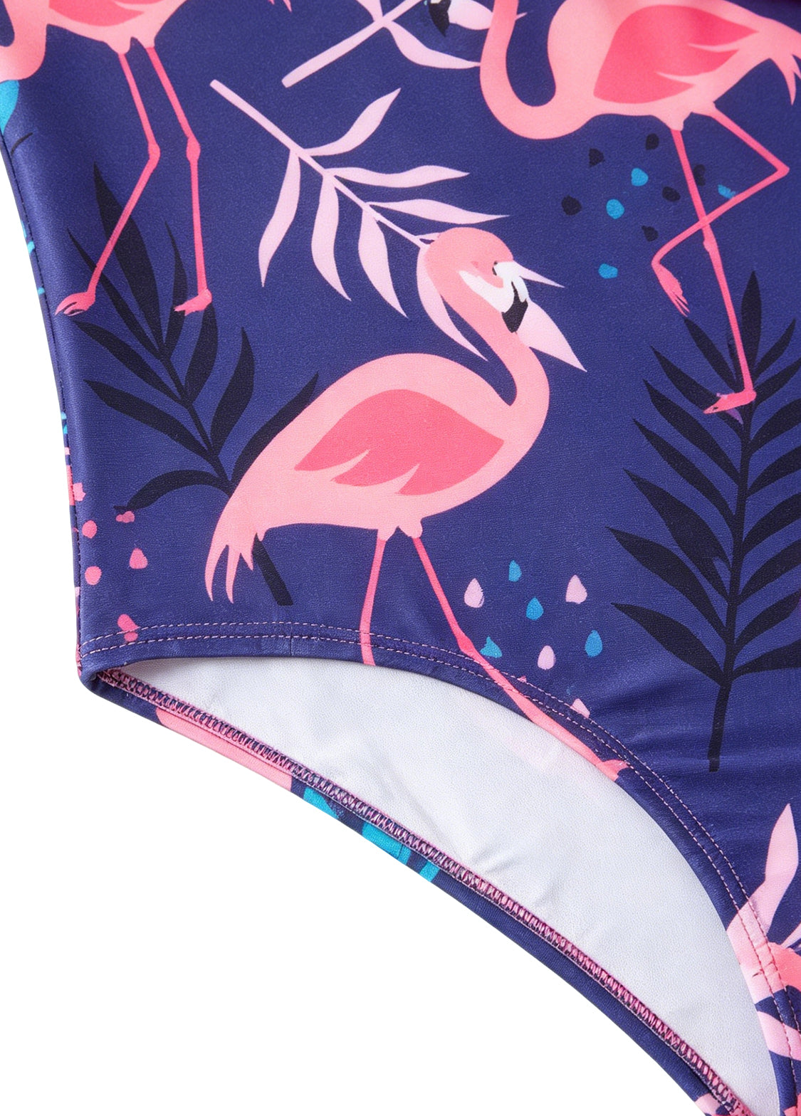 Girls' One-Piece Swimsuit — Ruffled, Flamingo Print Beachwear
