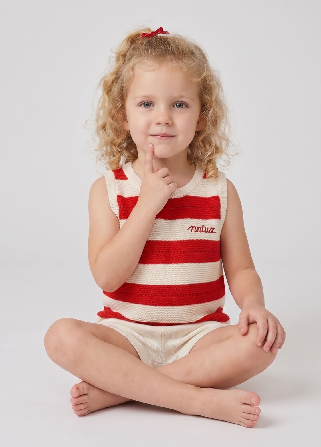 Girls Summer Knit Striped Tank Top Kids Korean Style Sleeveless Hollow Out Breathable Camisole Vest