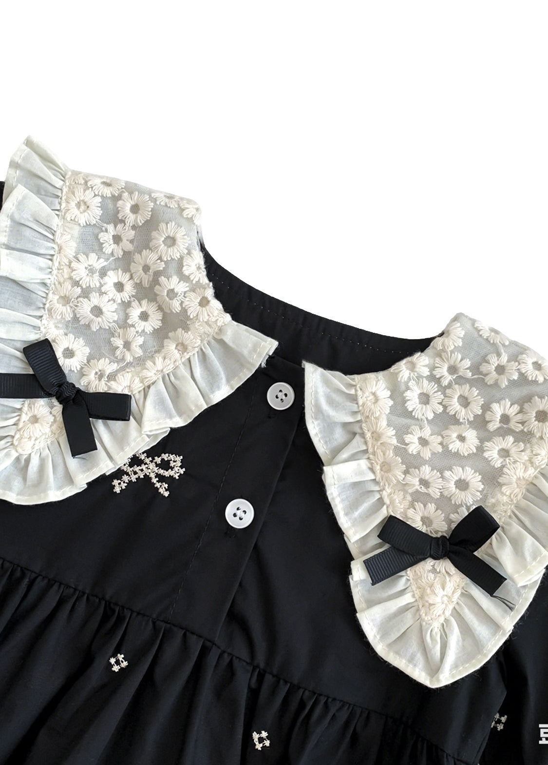 Baby Girl Cotton Bow Embroidered Romper