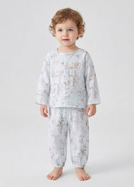 Baby Boy's Long-Sleeve Bamboo Fiber Set with Garden Pony Print