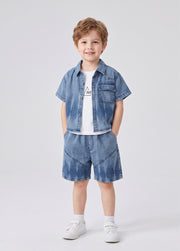Boys Denim & Cotton Three-Piece Set