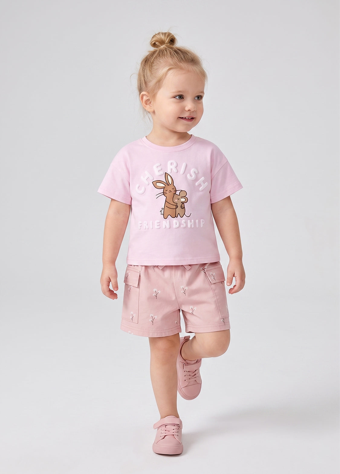 Girls Cotton Rabbit Friendship Two-Piece Set