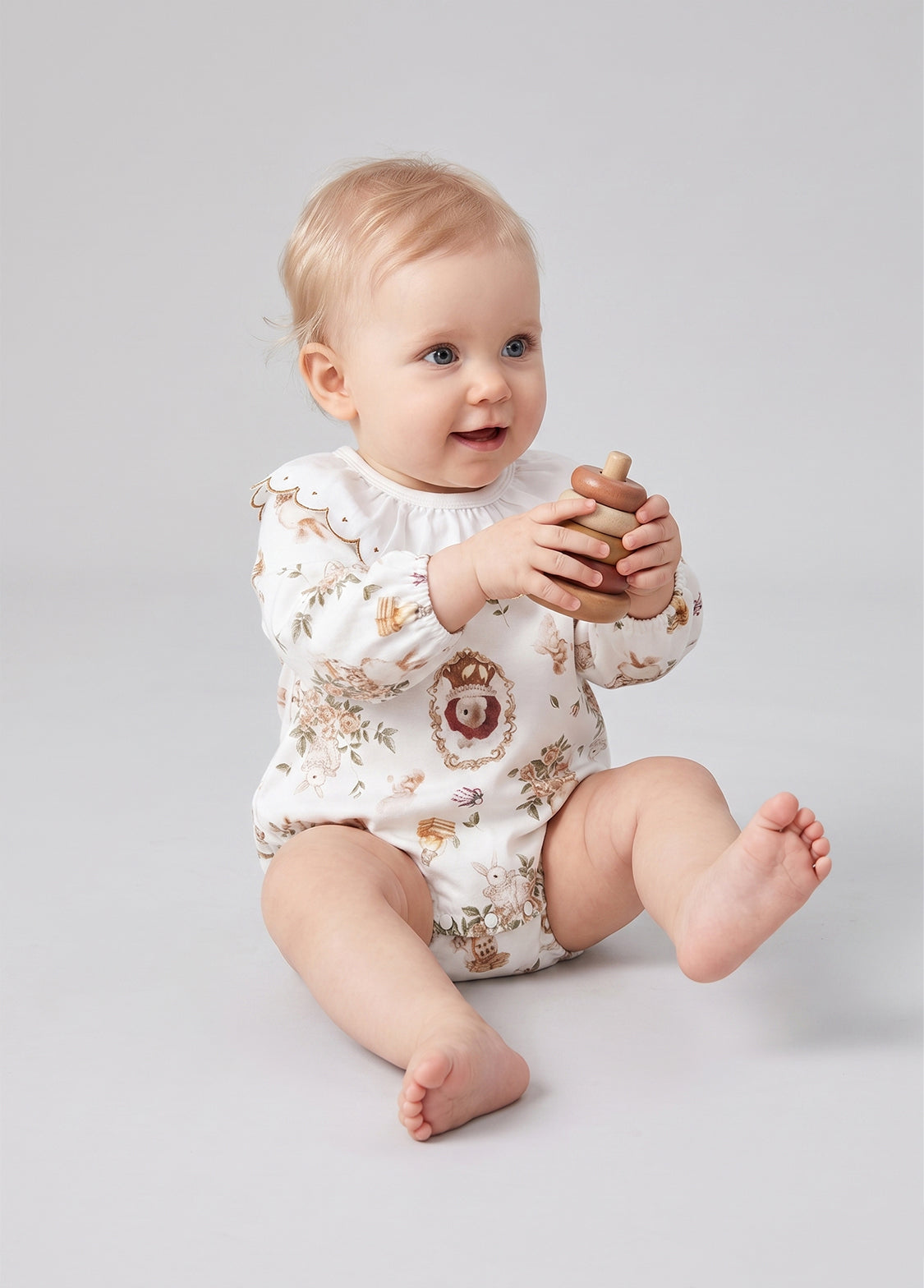 Baby Bamboo-Blend Ruffle Collar Romper