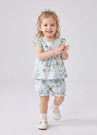 Baby Bamboo-Blend Printed Top & Shorts Set