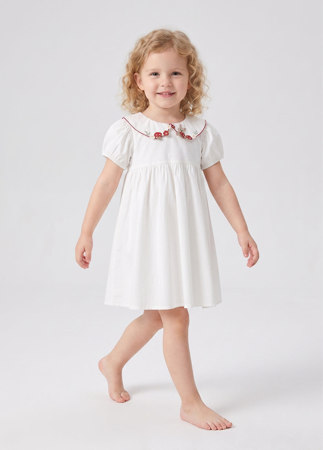 Girls Cotton Easter Bunny Embroidered Dress