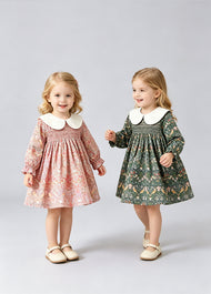 Girls Sweet Floral Dollar Collar Dress