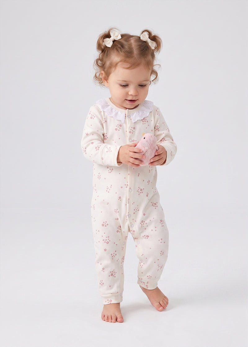 3-Pack Baby Girl Cotton Cute Printed Long-Sleeved Romper