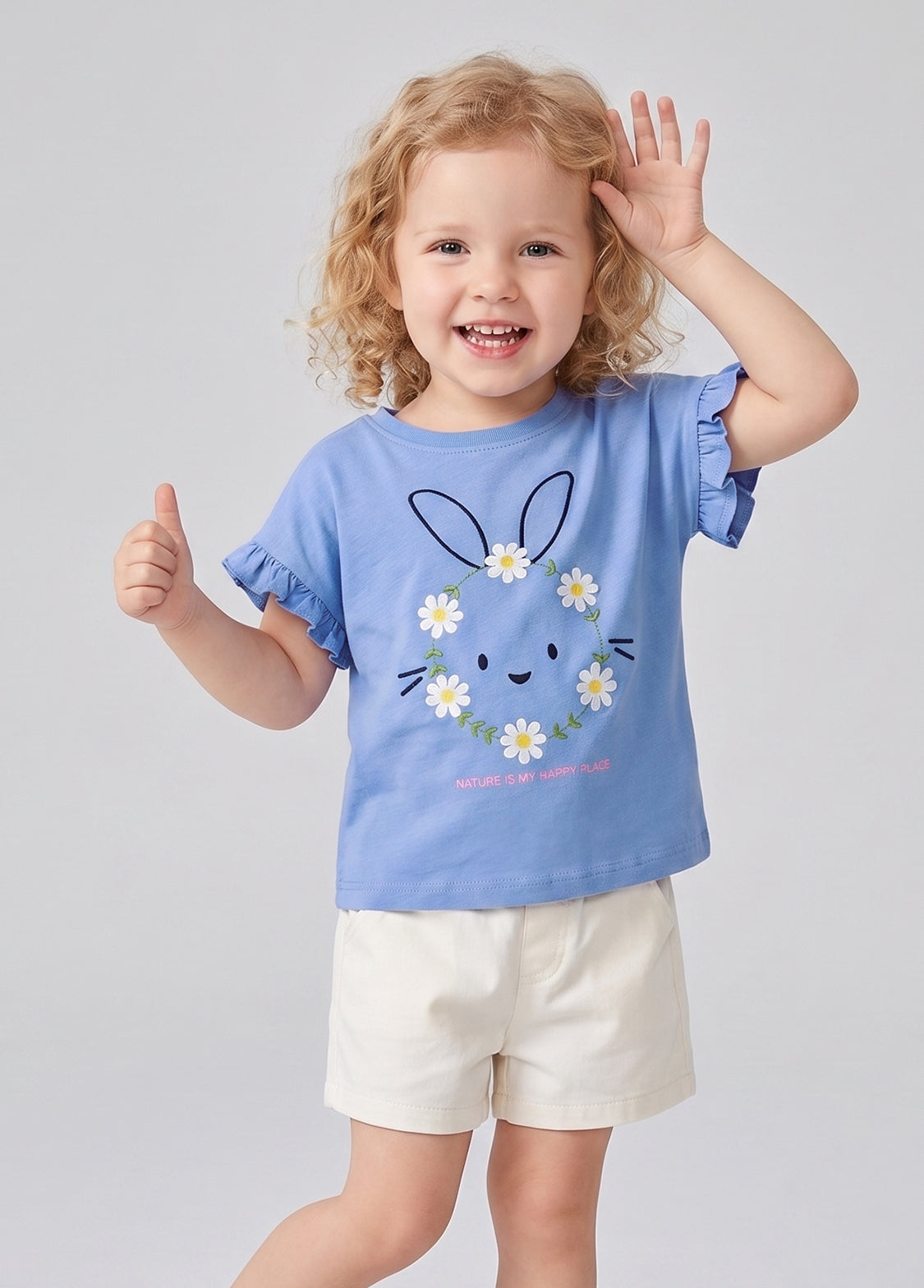 Girls Casual Cotton Daisy Bunny T-Shirt
