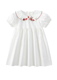 Girls Cotton Easter Bunny Embroidered Dress