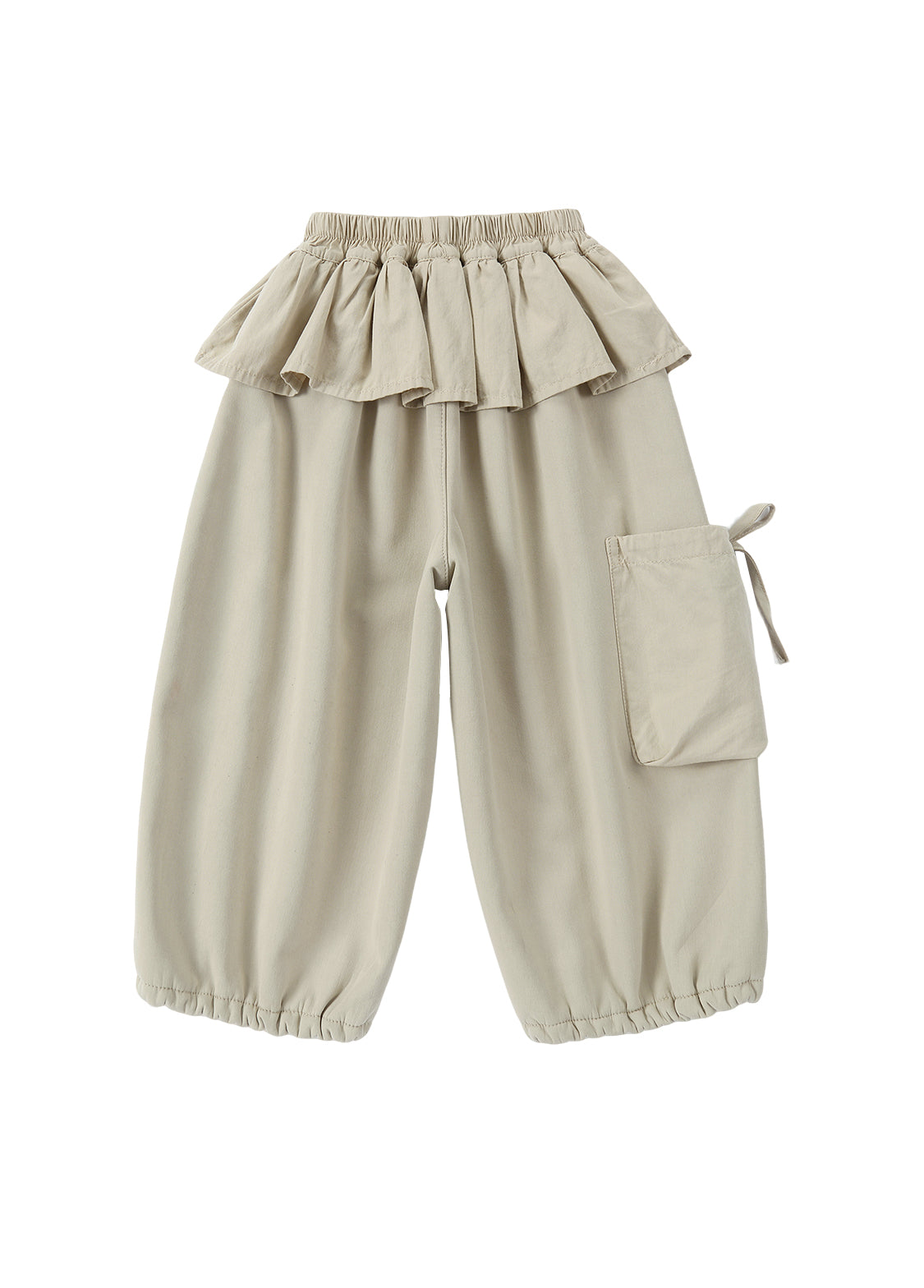 Girls Ruffle Waist Wide-Leg Pants