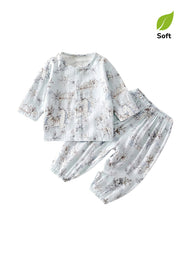 Baby Boy's Long-Sleeve Bamboo Fiber Set with Garden Pony Print