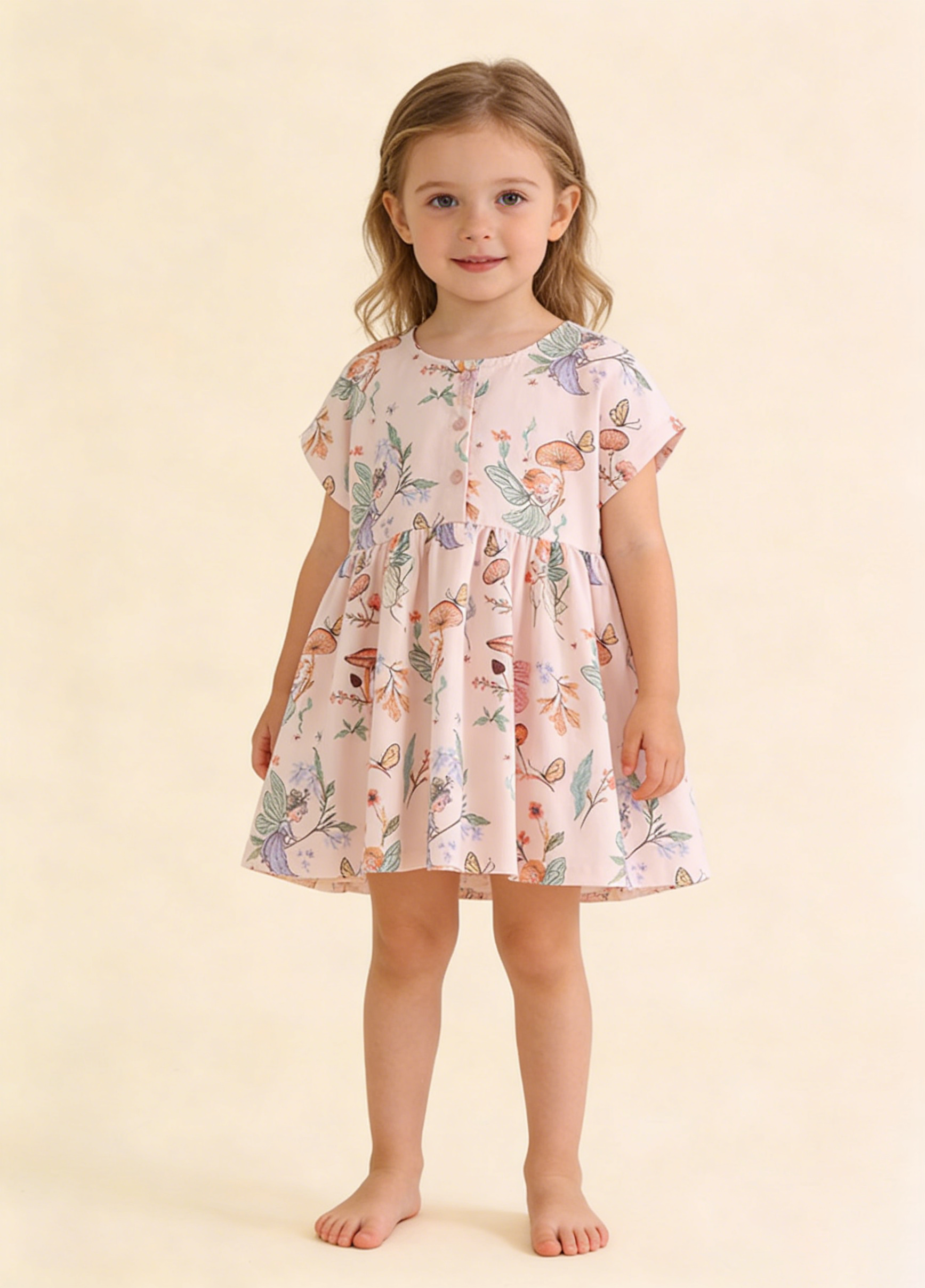 Girl Sweet Cartoon Print Short-sleeved Dress