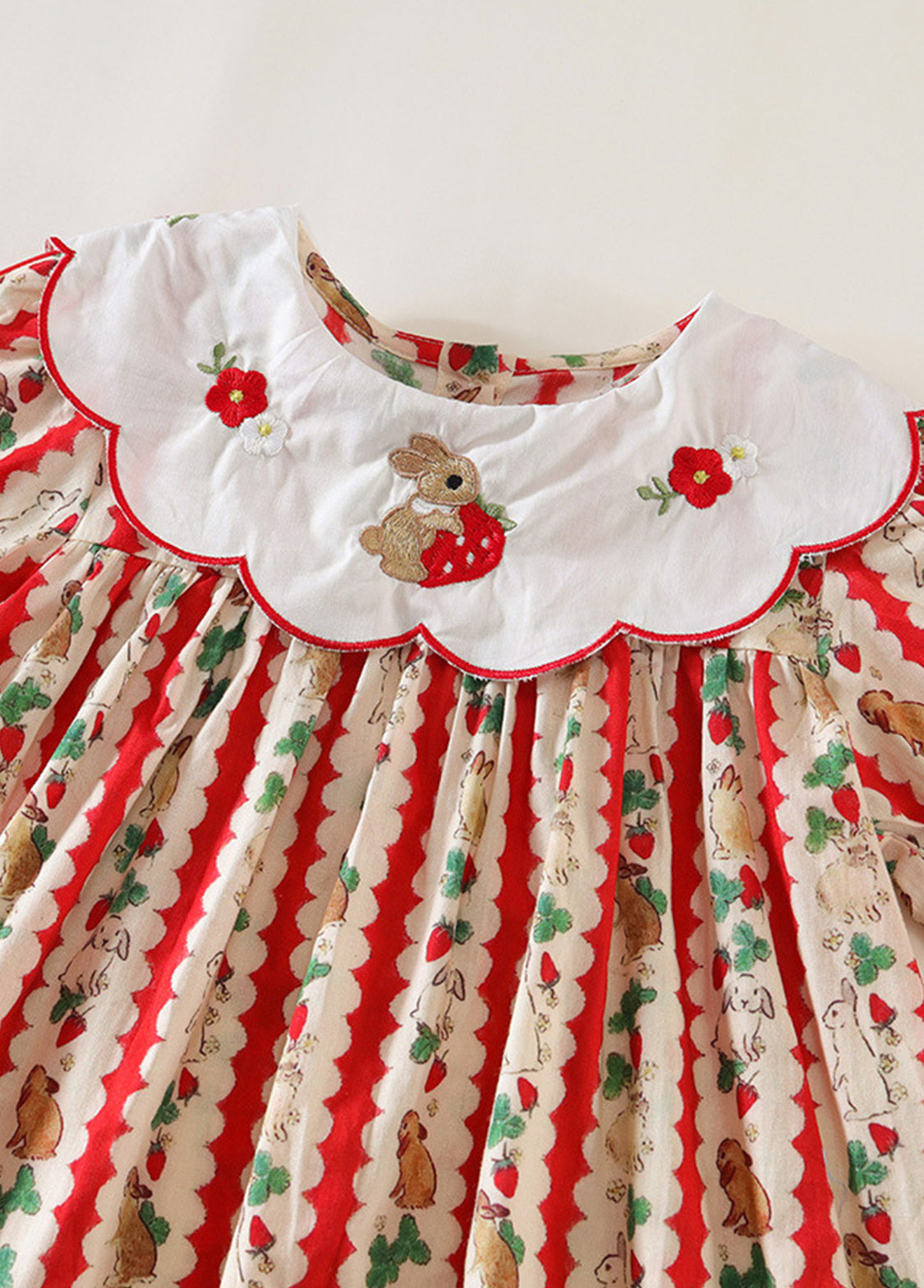 Girls  Cute Bunny Carrot Print Dollar Collar Dress