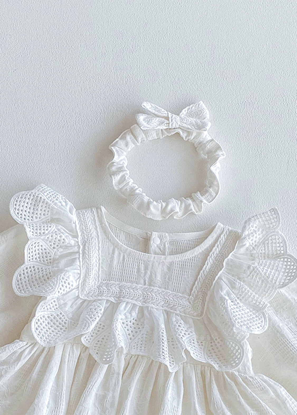 Baby Girl Cute Retro Ruffled Romper With Headband