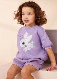 Girls Cotton Bunny Two-Piece Shorts Set