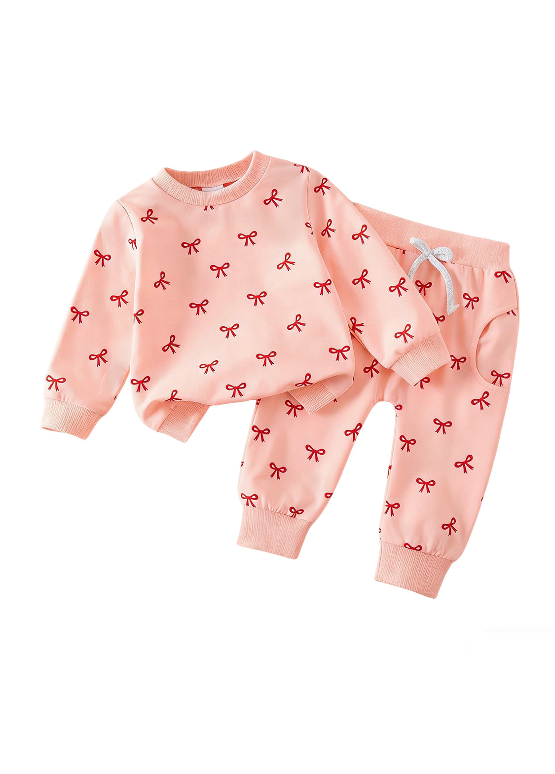 Girls Cute Bow print Sweatshirt Set